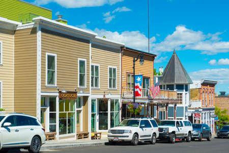 Historic commercial building at 355 - 361 Main Street at 4th Street in historic downtown Park City, Utah UT, USA.のeditorial素材