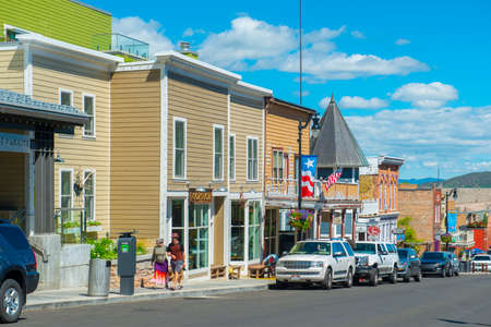 Historic commercial building at 355 - 361 Main Street at 4th Street in historic downtown Park City, Utah UT, USA.のeditorial素材