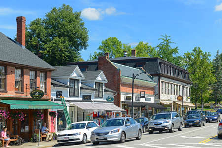 Historic Buildings on Main Street in Historic Center of Concord, Massachusetts MA, USA.のeditorial素材