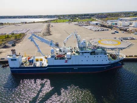 MV Stril Explorer is a Norwegian DP2 multipurpose support vessel docked at Providence Port in...