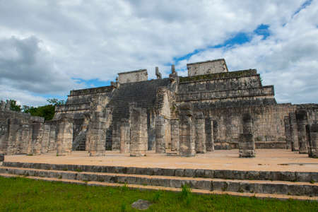 Templo de los Guerreros Temple of the Warriors at the center of Chichen Itza archaeological site in...