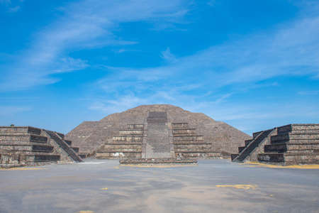 Pyramid of the Moon and Plaza of the Pyramid in Teotihuacan in city of San Juan Teotihuacan, State...