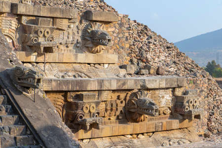Temple of Quetzalcoatl at Citadel in Teotihuacan in city of San Juan Teotihuacan, State of Mexico,...
