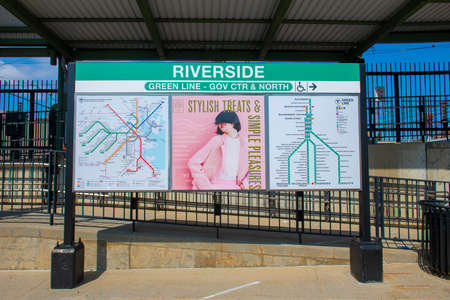 Boston Metro MBTA schematic map including rapid subway system and Green Line at Riverside terminal...