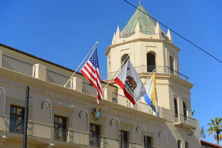 San Jose Civic building is a historic Municipal Auditorium and now is a theater located at 135 W San Carlos Street in downtown San Jose, California CA, USA.のeditorial素材