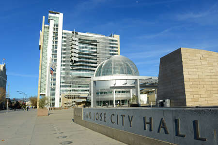 San Jose City Hall with Postmodern style is located at 200 East Santa Clara Street at N 5th Street in downtown San Jose, California CA, USA.の写真素材