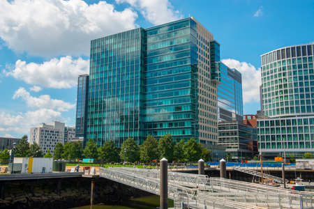 Modern residence building near Institute of Contemporary Art ICA at Seaport District in city of Boston, Massachusetts MA, USA.のeditorial素材