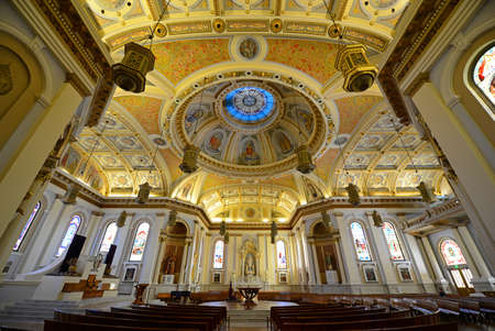 Interior of San Jose Cathedral. Basilica of St. Joseph was built in 1885 at 80 S Market Street in downtown San Jose, California CA, USA.のeditorial素材