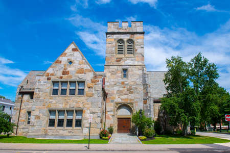 Church in Phillips Exeter Academy in town center of Exeter, New Hampshire NH, USA.の写真素材