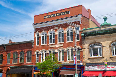 Odd Fellows Hall at 115 Water Street in historic town center of Exeter, New Hampshire NH, USA.のeditorial素材