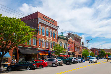 Odd Fellows Hall at 115 Water Street in historic town center of Exeter, New Hampshire NH, USA.のeditorial素材