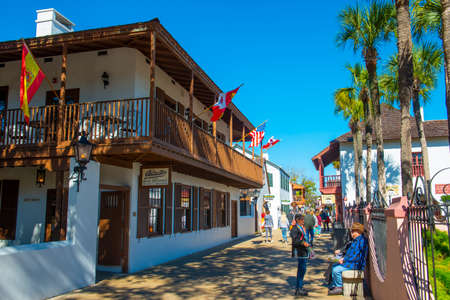 Columbia Restaurant at 98 St. George Street in historic center of St. Augustine, Florida FL, USA.のeditorial素材