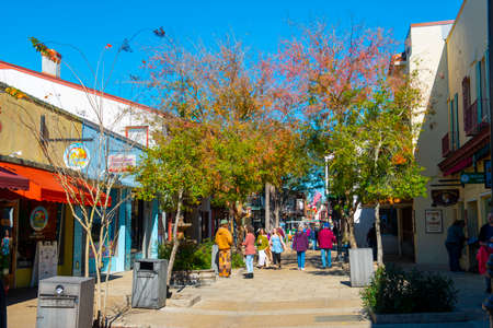 Historic commercial buildings at 114 St. George Street in historic center of St. Augustine, Florida FL, USA.のeditorial素材