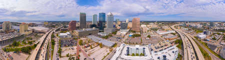 Tampa financial district modern skyline in downtown Tampa, Florida FL, USA.