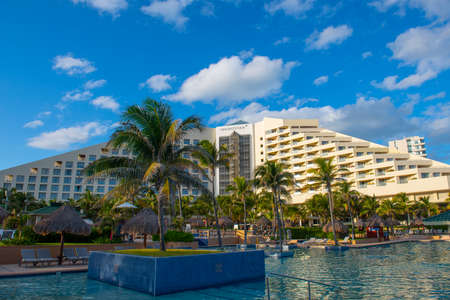 Iberostar Selection Cancun hotel at sunset, Cancun, Quintana Roo QR, Mexico.のeditorial素材