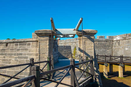 Main entrance of Castillo de San Marcos in St. Augustine, Florida FL, USA. This fort is the oldest and largest masonry fort in Continental United States and now is the US National Monument.のeditorial素材