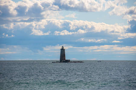 Whaleback Lighthouse is a historic lighthouse at the mouth of the Piscataqua River in Portsmouth Harbor in town of Kittery, Maine ME, USA. The lighthouse was built in 1872.の写真素材