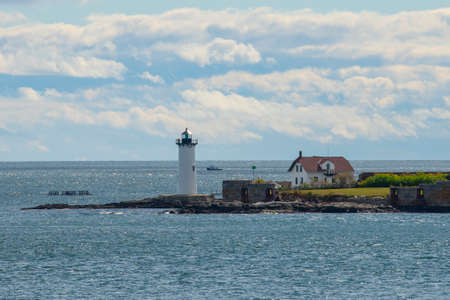 Portsmouth Harbor Lighthouse and Fort Constitution State Historic Site in New Castle, New Hampshire NH, USA.の写真素材