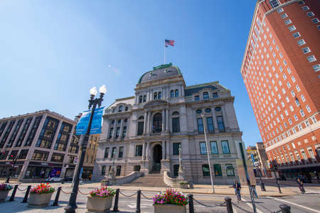 Providence City Hall was built in 1878 with Second Empire Baroque style at Kennedy Plaza at 25 Dorrance Street in downtown Providence, Rhode Island RI, USA.のeditorial素材