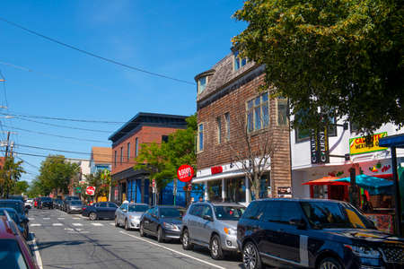 Historic commercial building at 269 Thayer Street at Meeting Street in College Hill in city of Providence, Rhode Island RI, USA.のeditorial素材