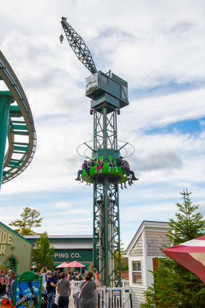 Cranky's Crane Drop Tower in Thomas Land USA in Edaville Family Theme Park in town of Carver, Massachusetts MA, USA.のeditorial素材