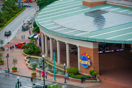 Harrah's Casino aerial view in downtown New Orleans, Louisiana LA, USA.のeditorial素材