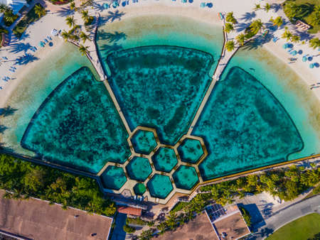 Dolphin Cay top view at Atlantis Hotel on Paradise Island, Bahamas.のeditorial素材