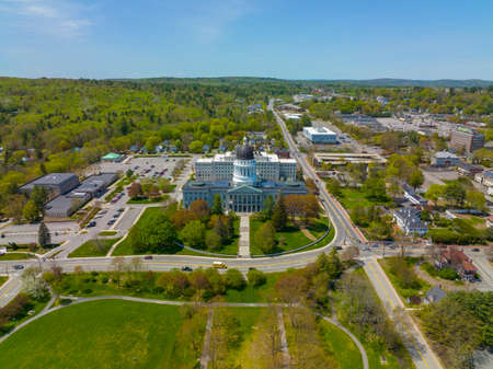 Maine State House is the capitol building of Maine in historic downtown of Augusta, Maine ME, USA.の写真素材