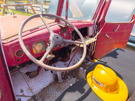 Antique Chelsea Fire Department Mark fire truck in Connors Farm in Danvers, Massachusetts MA, USA.