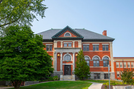 Dover Public Library at 73 Locust Street in historic city center of Dover, New Hampshire NH, USA.