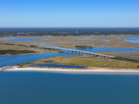 Dolores G. Cooper Bridge on New Jersey Route 152 connects Somers Point and Longport in Egg Harbor Township, New Jersey NJ, USA. This bridge is on Longport Somers Point Boulevard.の写真素材