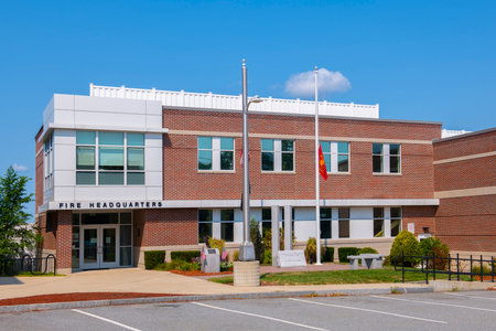 Chelmsford Fire Department Headquarter at 50 Billerica Road in town of Chelmsford, Massachusetts MA, USA.の写真素材