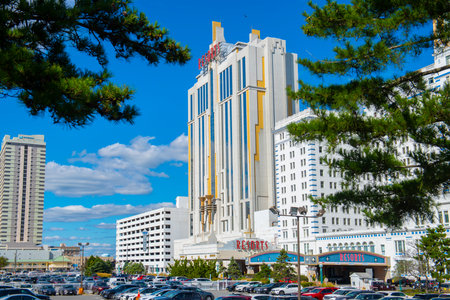Resorts Casino Hotel Rendezvous Tower at Boardwalk in Atlantic City, New Jersey NJ, USA.のeditorial素材
