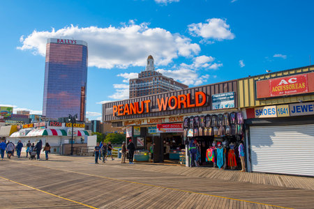 Peanut World souvenir store at Boardwalk in Atlantic City, New Jersey NJ, USA.のeditorial素材