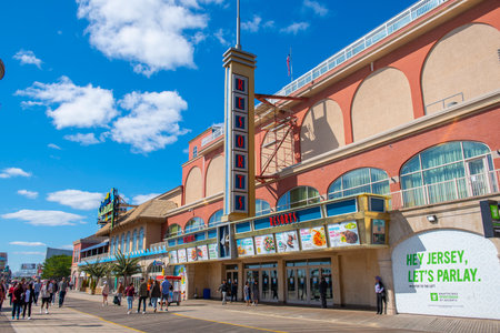 Resorts Casino Hotel Boardwalk entrance with Art Deco style in Atlantic City, New Jersey NJ, USA.のeditorial素材