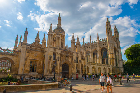 King's College Chapel and King's College main entrance in King's College of Cambridge University in Central Cambridge, England, UK.のeditorial素材