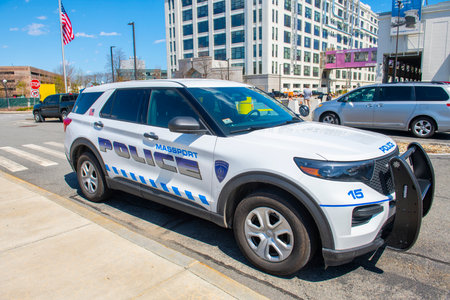 Massport Police Ford Setina SUV at Boston Cruise Port in Seaport District, city of Boston, Massachusetts MA, USA.のeditorial素材