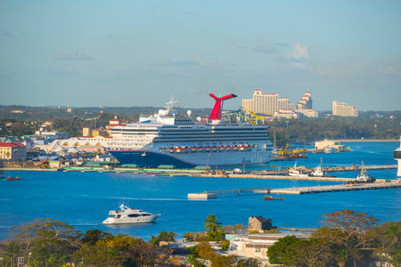 Cruise ship Carnival Sunshine docked at Nassau Harbour, Nassau, New Providence Island, Bahamas.のeditorial素材