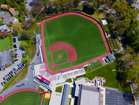 Eddie Pellagrini Diamond aerial view at Harrington Athletics Village in Boston College Brighton Campus in Brighton, city of Boston, Massachusetts MA, USA.のeditorial素材