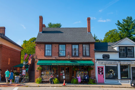 Main Streets Market and Cafe at 42 Main Street in historic town center of Concord, Massachusetts MA, USA.のeditorial素材