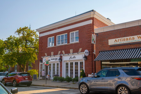 Historic commercial building on Walden Street near Main Street in historic town center of Concord, Massachusetts MA, USA.のeditorial素材