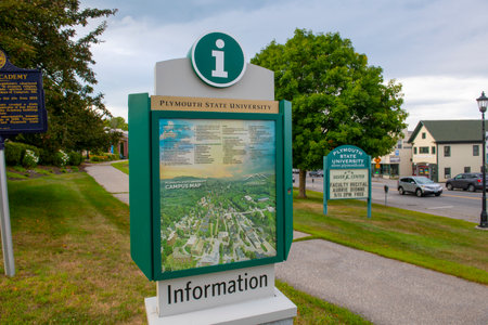 Map of Plymouth State University in Main Campus in historic town center of Plymouth, New Hampshire NH, USA.のeditorial素材