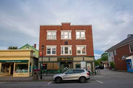Thai Smile restaurant in a historic building at 135 Main Street in town center of Plymouth, New Hampshire NH, USA.のeditorial素材