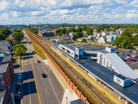 MBTA Red Line Wollaston Station in Wollaston neighborhood of Quincy city, Massachusetts MA, USA.の写真素材