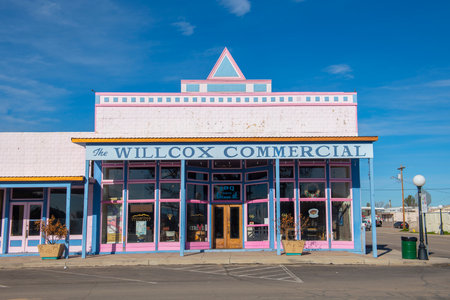 Willxon Commercial Building at 180 N Railroad Avenue in historic city center of Willcox, Arizona AZ, USA.のeditorial素材