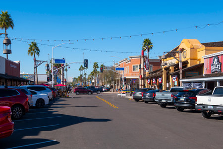 Historic building on Main Street in historic city center of Scottsdale, Arizona AZ, USA.のeditorial素材