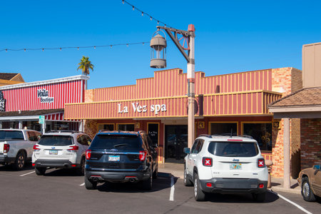 La Vez Spa at 7220 E Main Street in historic city center of Scottsdale, Arizona AZ, USA.のeditorial素材