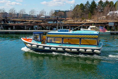 Boston Water Taxi at Lewis Wharf in East Boston, Boston, Massachusetts MA, USA.のeditorial素材