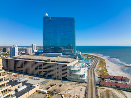 Ocean Casino Resort aerial view at Boardwalk in Atlantic City, New Jersey NJ, USA.のeditorial素材