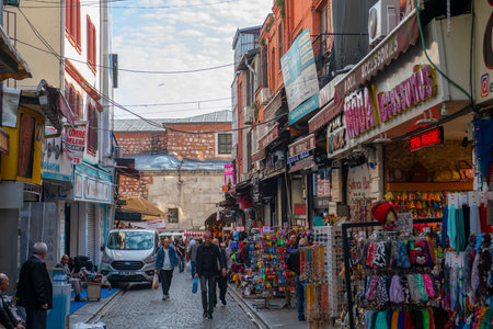 Spice shop near Spice Bazaar in historic Eminonu district in historic city of Istanbul, Turkey.のeditorial素材